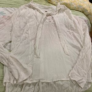 FREE PEOPLE- White long sleeve hi-lo tunic
